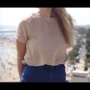 American Apparel sheer tan top size Small